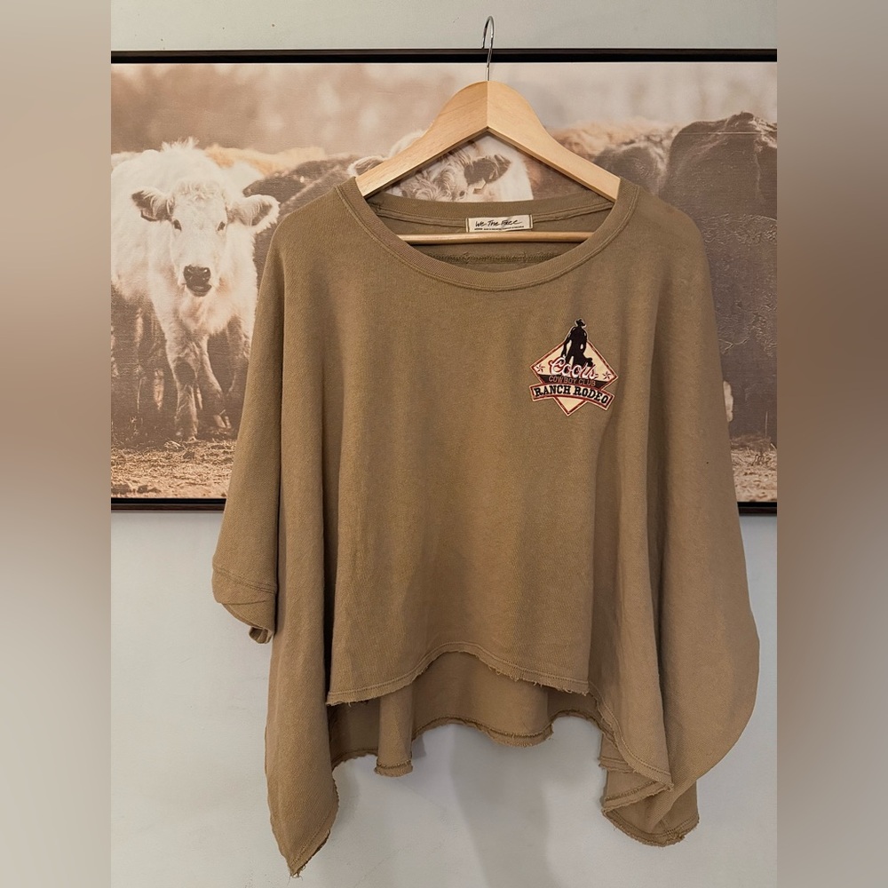 We The Free Olive Green Cropped Pullover with Patch